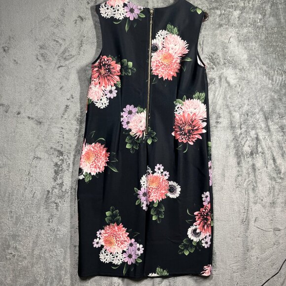 SUZY SHIER Dress Size XL Black Floral Sleeveless Knee-Lenght Feminine Stretch - Picture 2 of 8